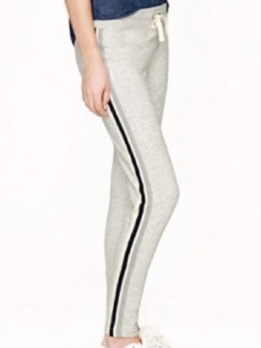 J. Crew slim skinny jogger sweatpants athleisure gray stripe S